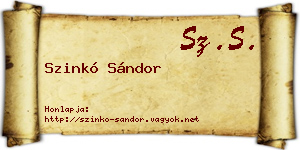 Szinkó Sándor névjegykártya