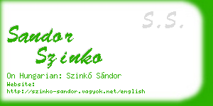 sandor szinko business card